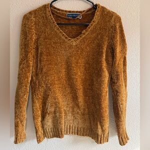 Karen Scott Women's Mustard Chenille V-Neck Sweater